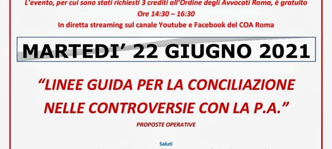 SECONDA OFFICINA DELLA CONCILIAZIONE 2021