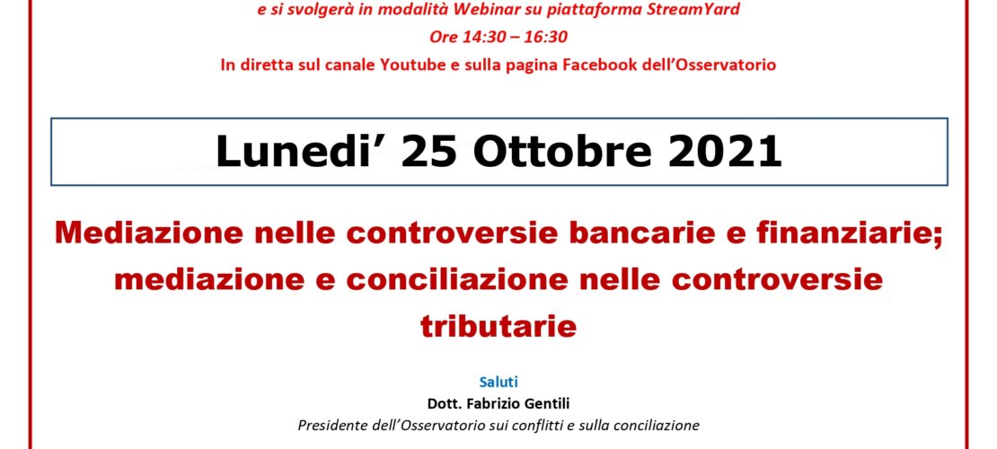 TERZA OFFICINA DELLA CONCILIAZIONE 2021