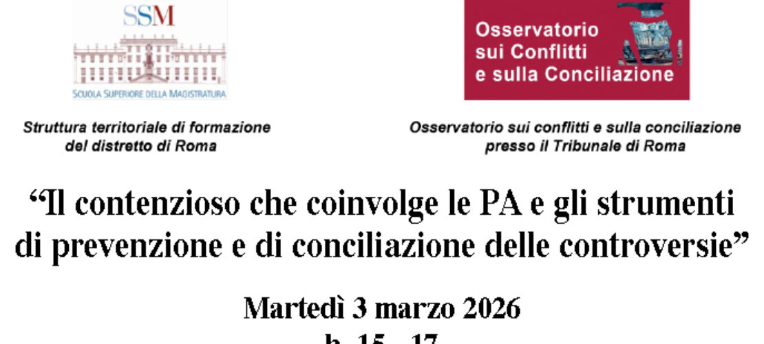 Il 3 marzo la 1a Officina della Conciliazione 2026