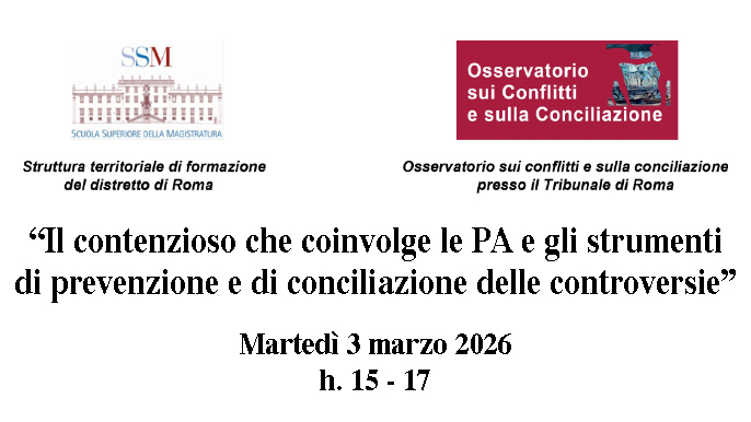 Il 3 marzo la 1a Officina della Conciliazione 2026